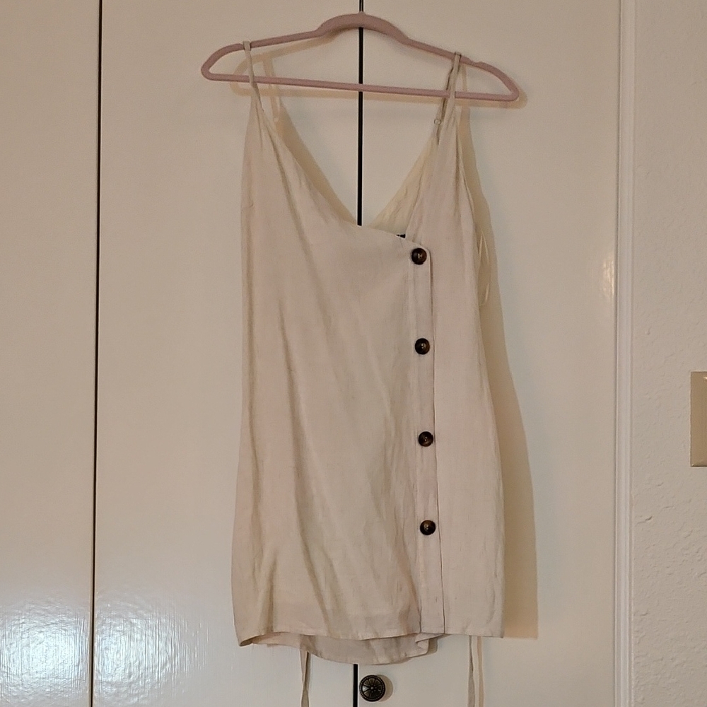 Blue Blush Cream Buttoned Camisole Dress